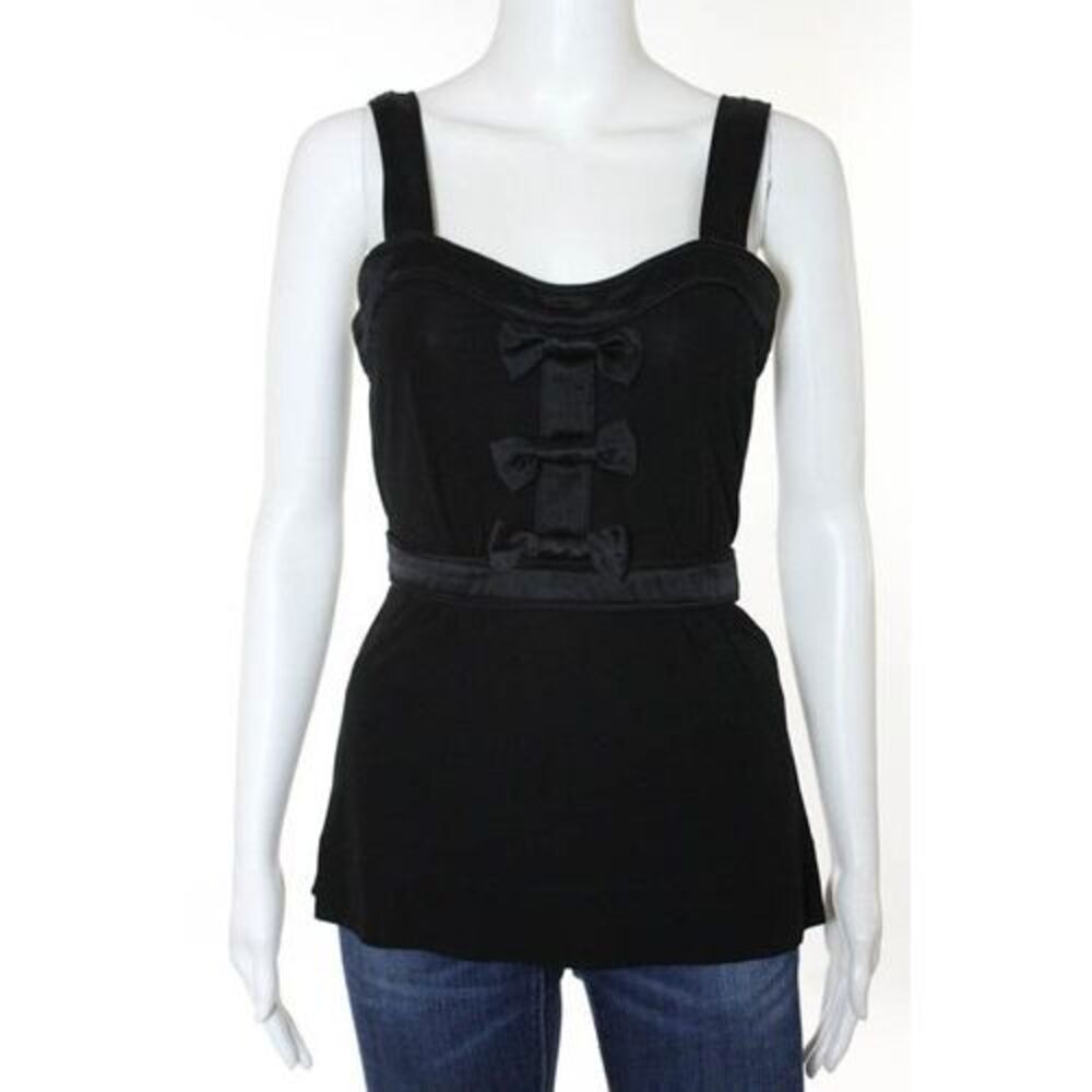 Marc By Marc Jacobs Black Bow Detail Sleeveless Top Size Small